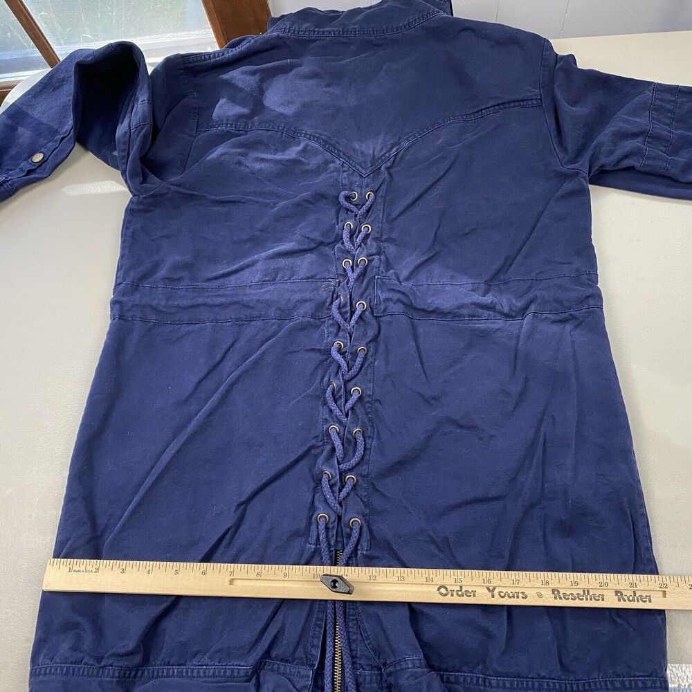 Some Days Lovin Jacket Womens Medium Blue Canvas Cargo Lace Up Back Parka PacSun - Picture 8 of 12